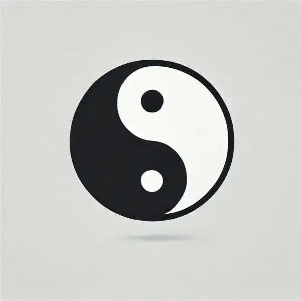 DALL·E 2025-01-09 12.54.54 - A clean, minimalist yin and yang symbol. The design features a perfectly round circle divided into two equal halves_ one black with a small white dot,